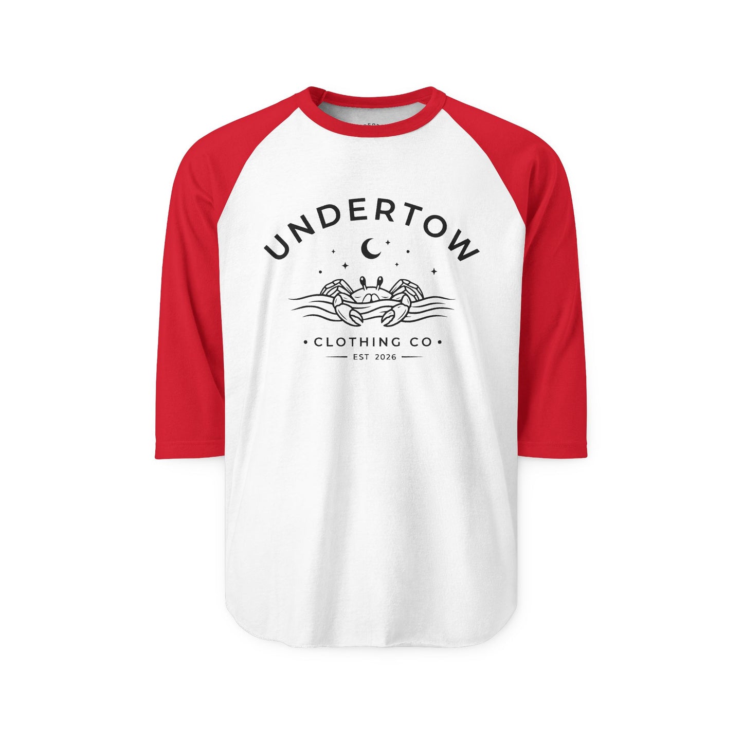 Undertow Clothing Co logo raglan tee - vintage style 3/4 sleeve tshirt