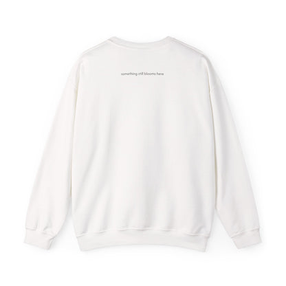 something still blooms here - whale skeleton and coral crewneck sweater