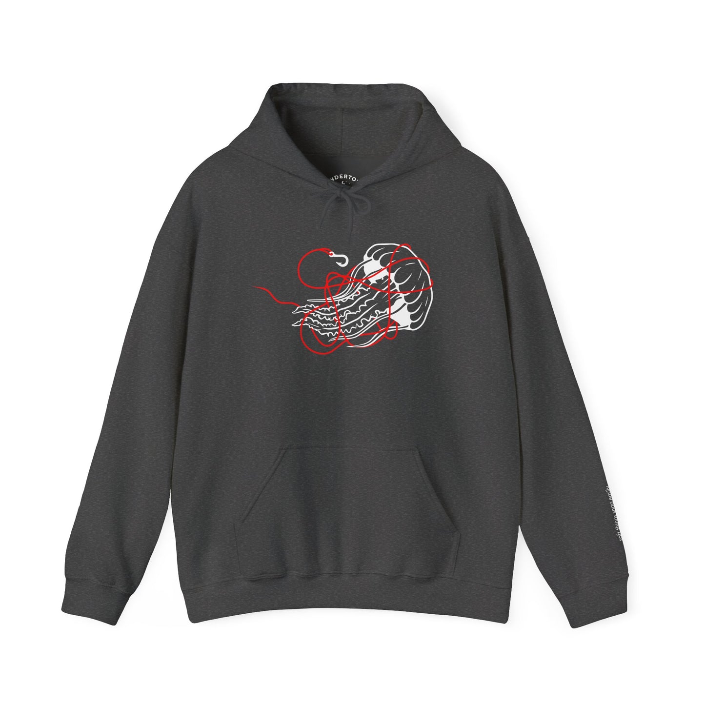 soft things snag easily - jellyfish and fishing line graphic hoodie