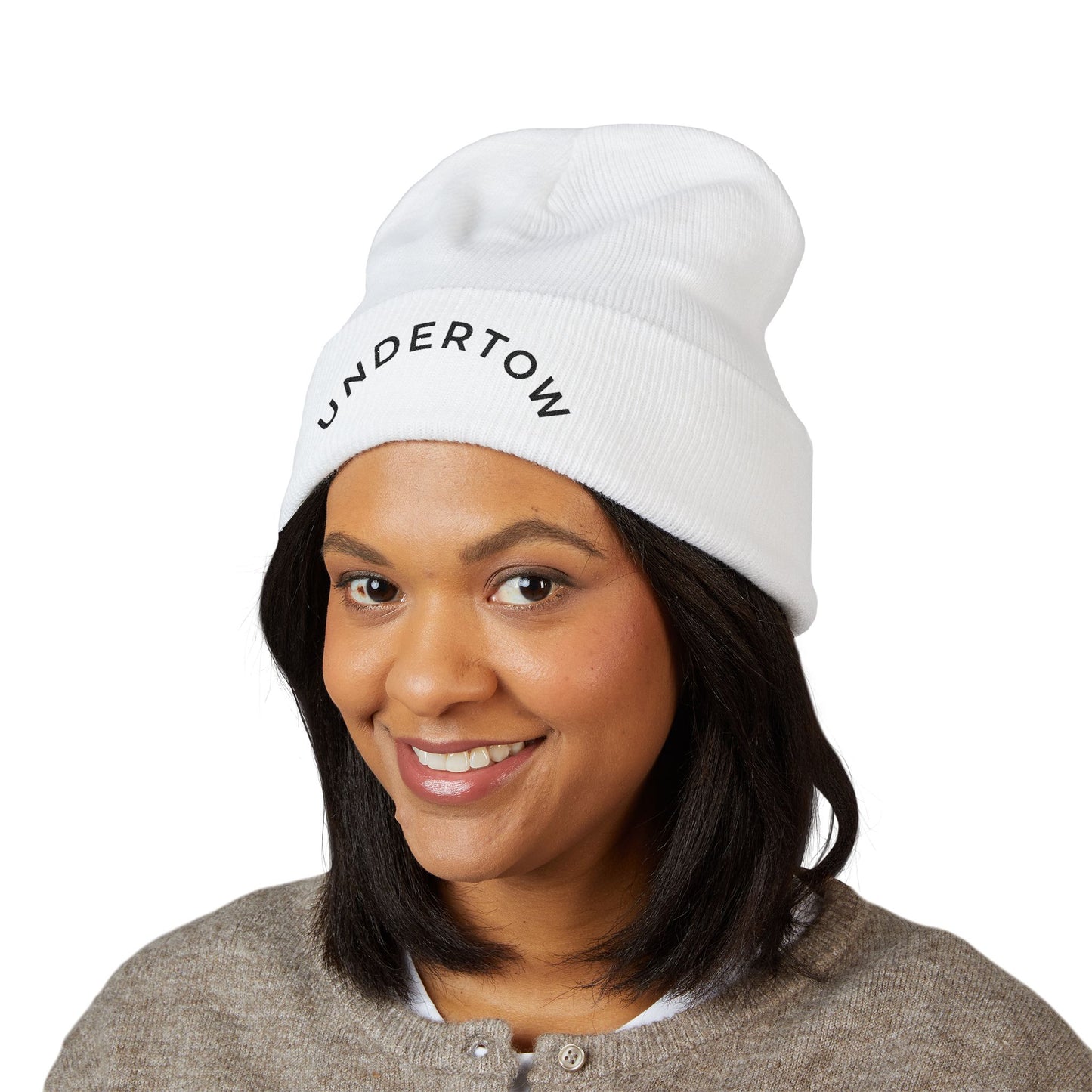Undertow embroidered cuffed beanie (dark) - Unisex knit beanie