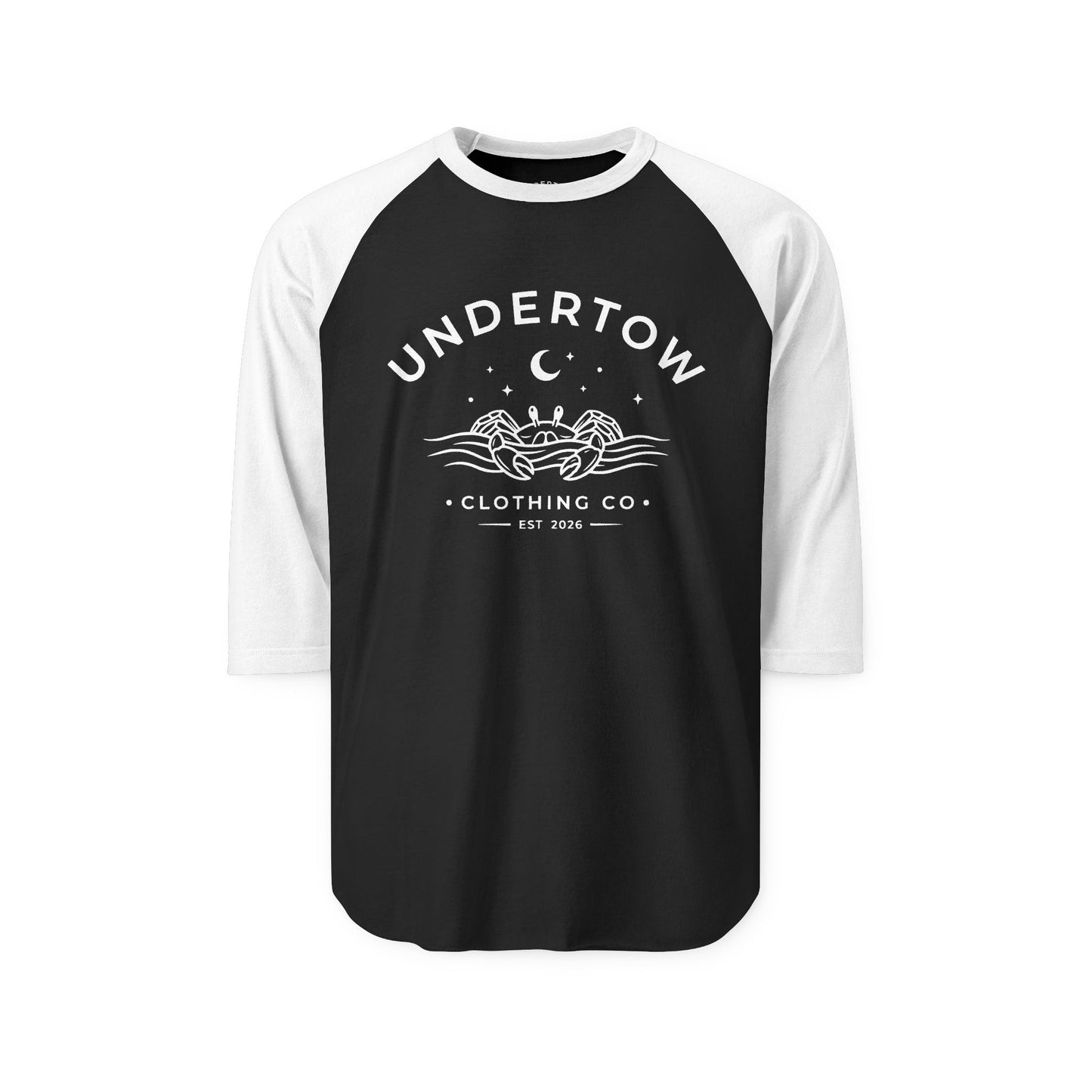 Undertow Clothing Co logo raglan tee - vintage style 3/4 sleeve tshirt