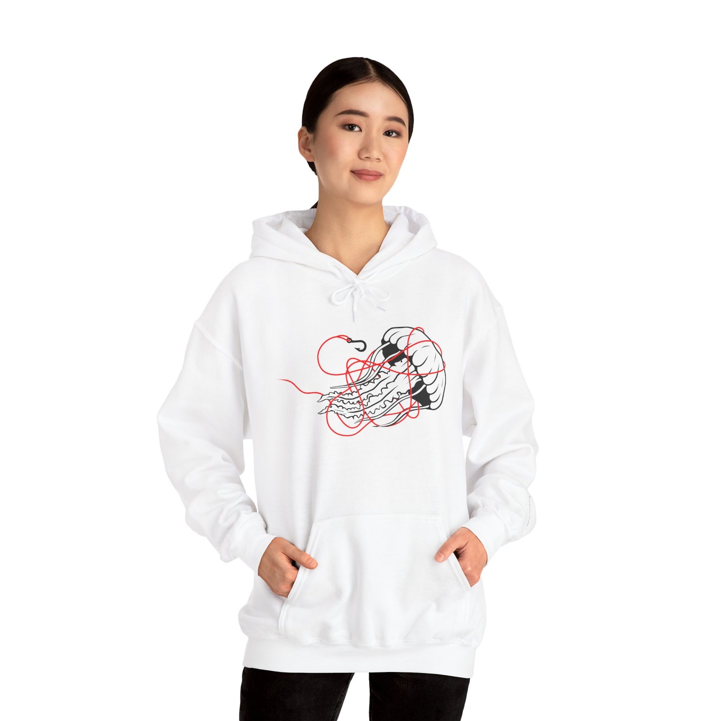 soft things snag easily - jellyfish and fishing line graphic hoodie