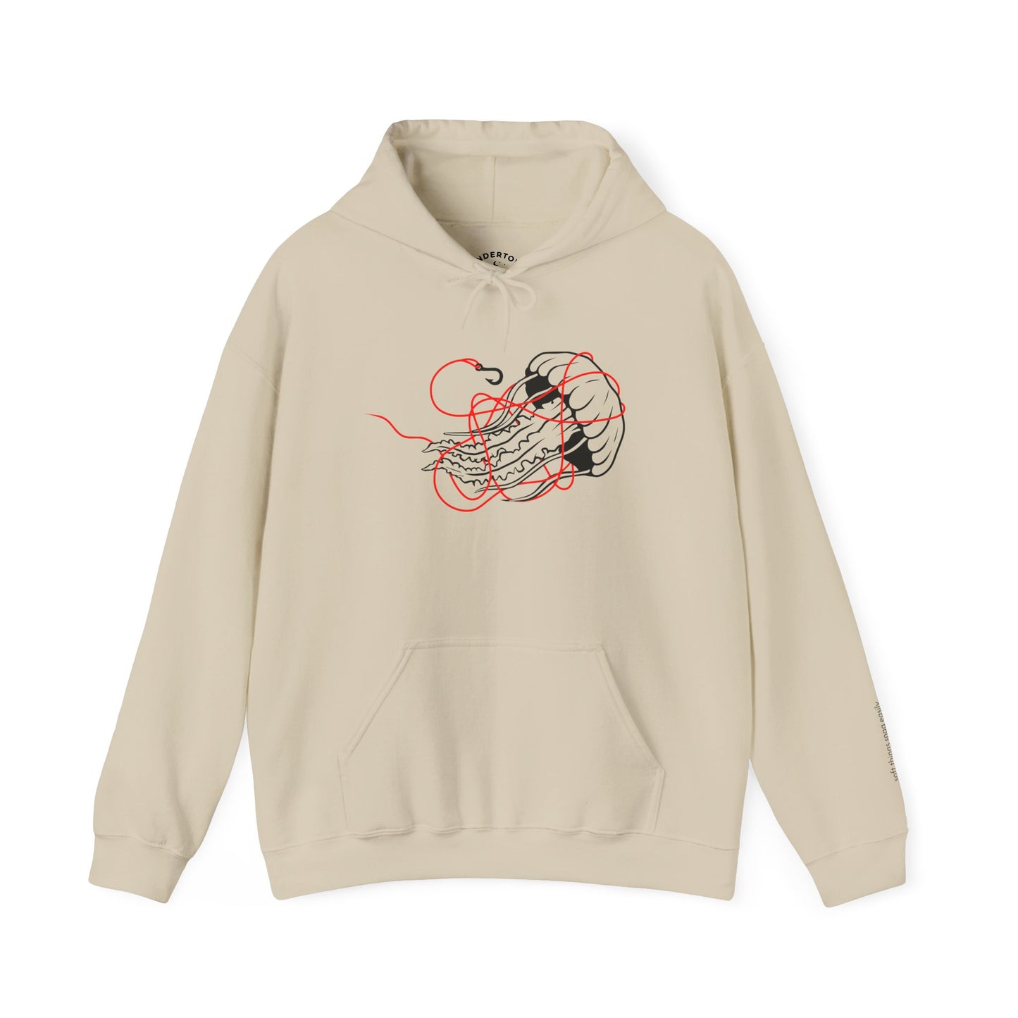 soft things snag easily - jellyfish and fishing line graphic hoodie