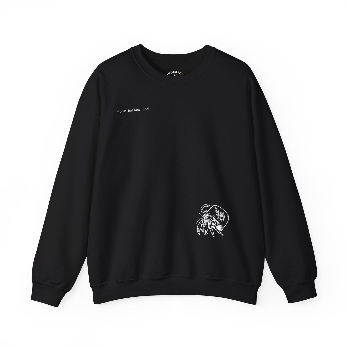 fragile, but functional - crewneck sweater with hermit crab