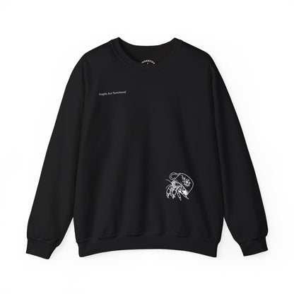 fragile, but functional - crewneck sweater with hermit crab