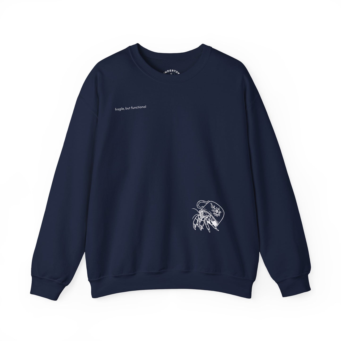 fragile, but functional - crewneck sweater with hermit crab