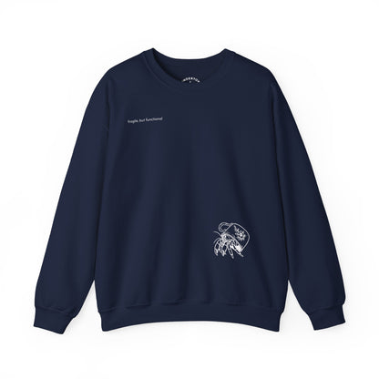 fragile, but functional - crewneck sweater with hermit crab