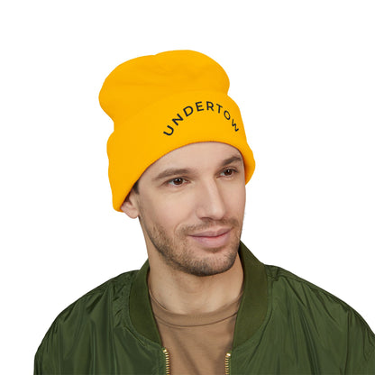Undertow embroidered cuffed beanie (dark) - Unisex knit beanie