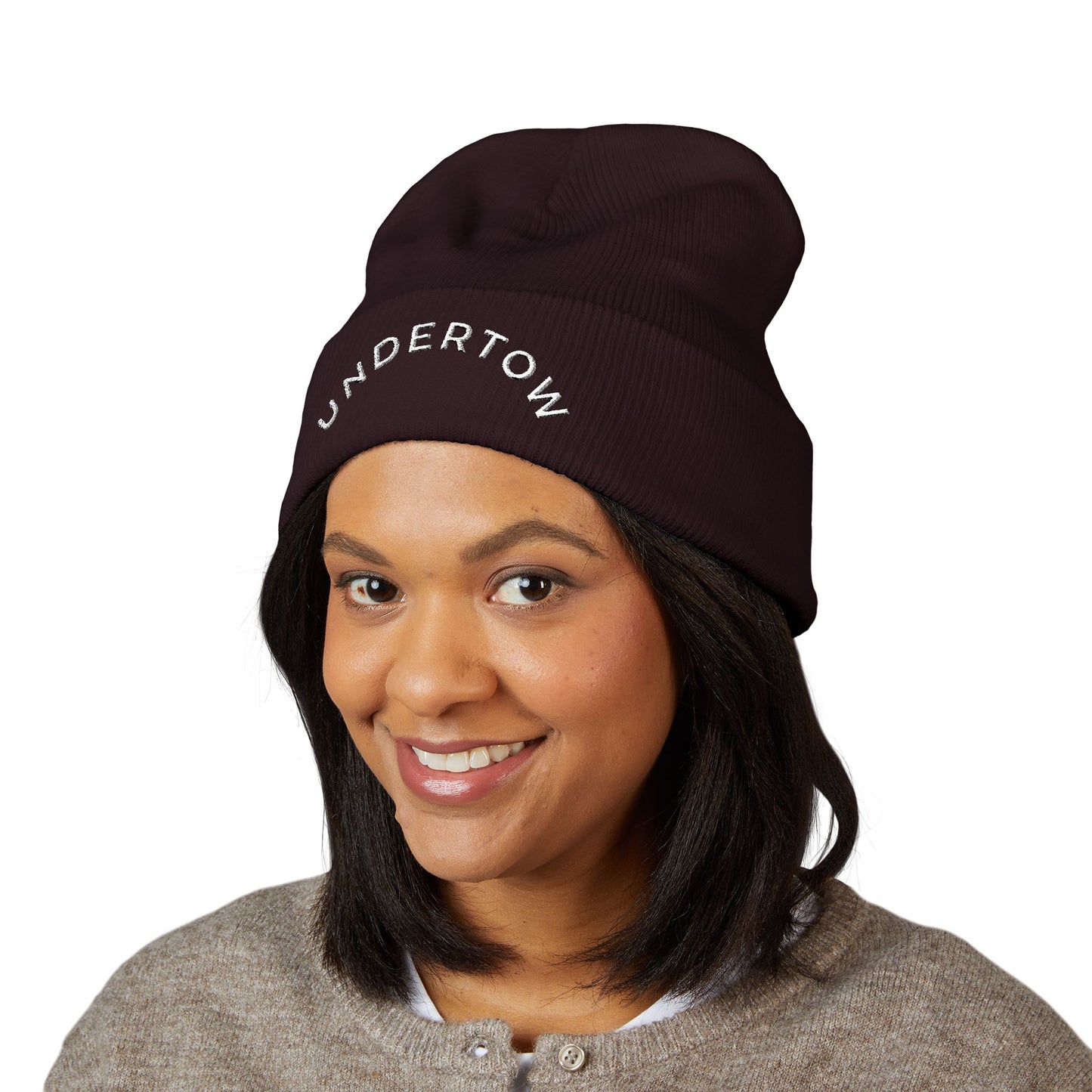 Undertow embroidered cuffed beanie (light) - unisex knit beanie