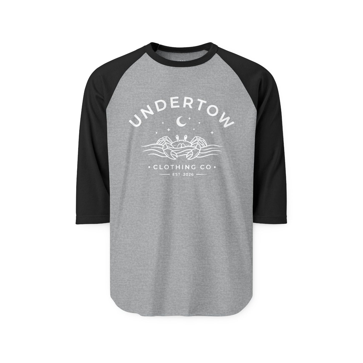 Undertow Clothing Co logo raglan tee - vintage style 3/4 sleeve tshirt
