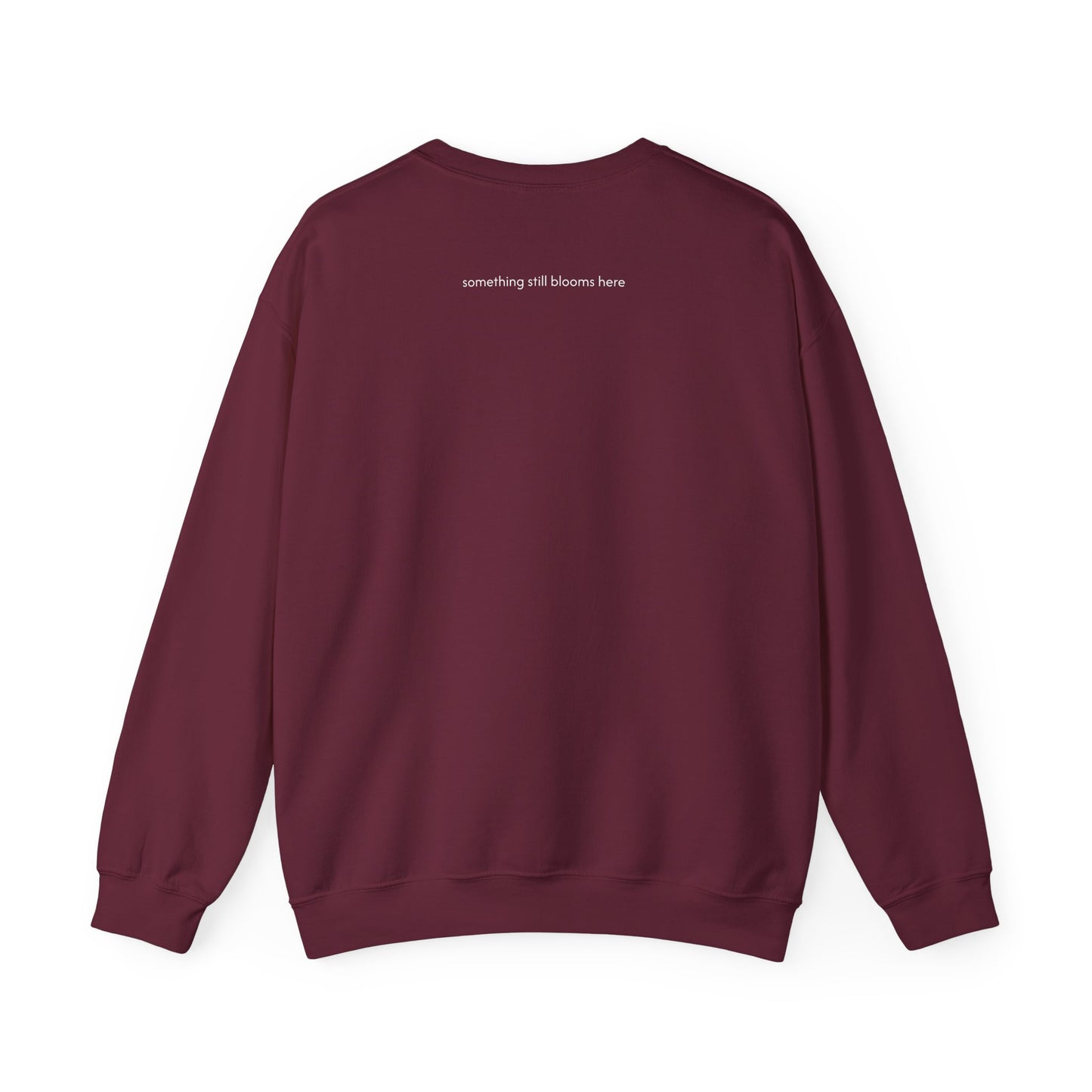something still blooms here - whale skeleton and coral crewneck sweater