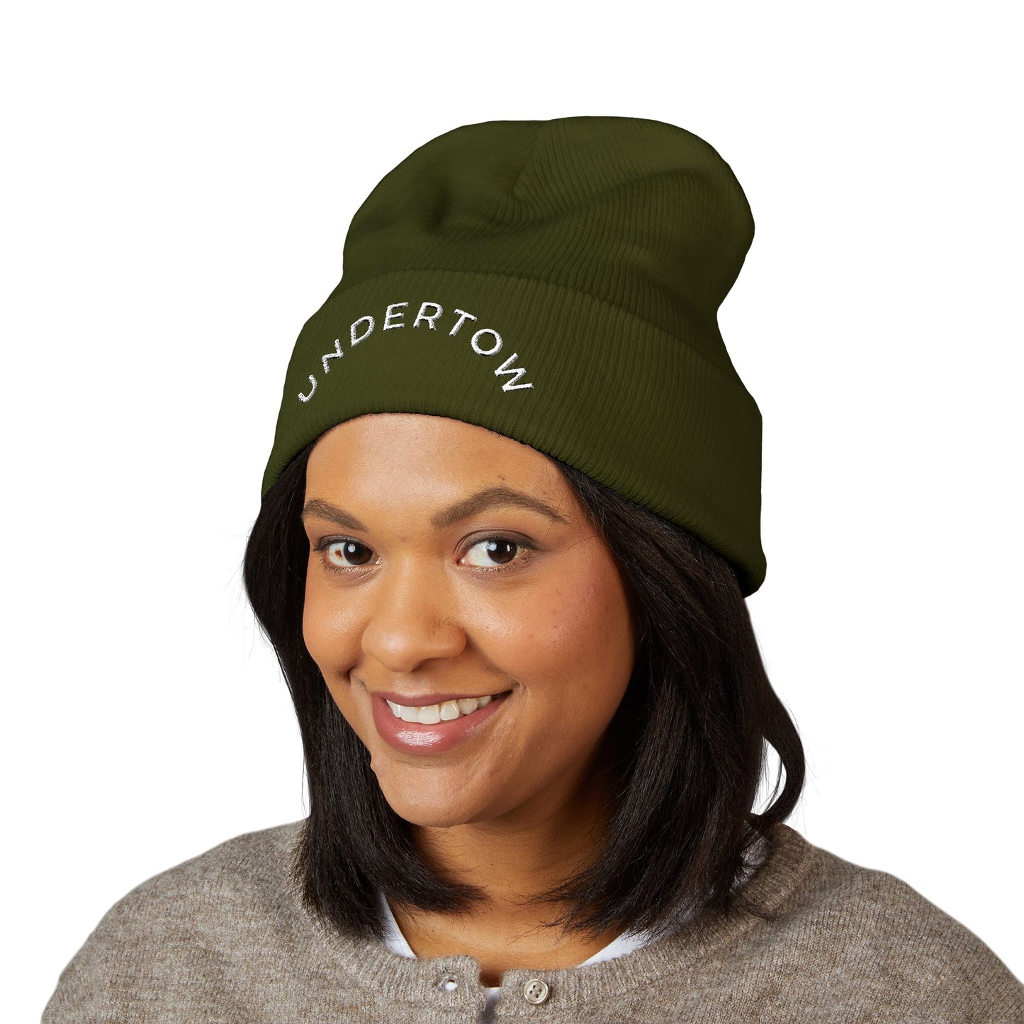 Undertow embroidered cuffed beanie (light) - unisex knit beanie