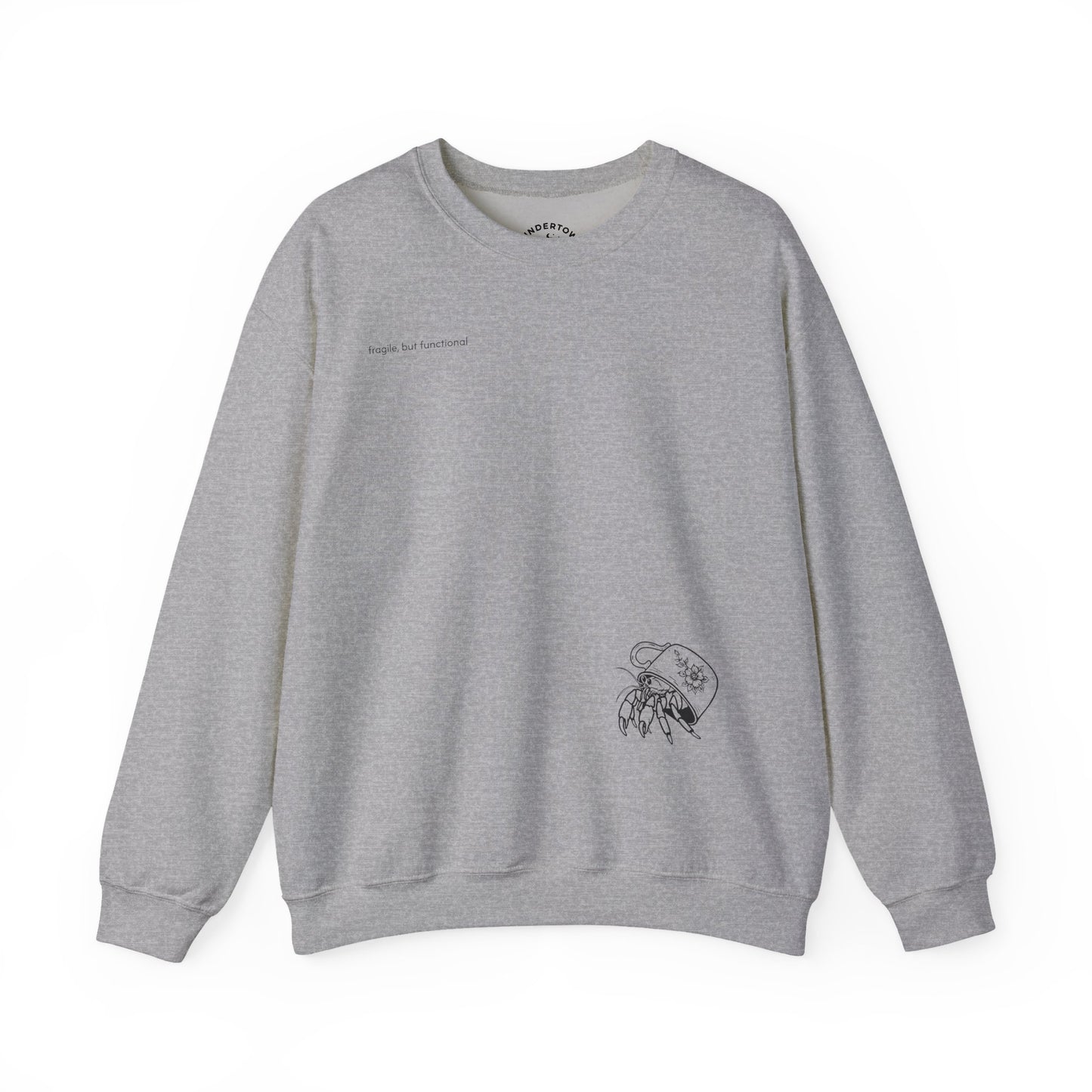 fragile, but functional - crewneck sweater with hermit crab