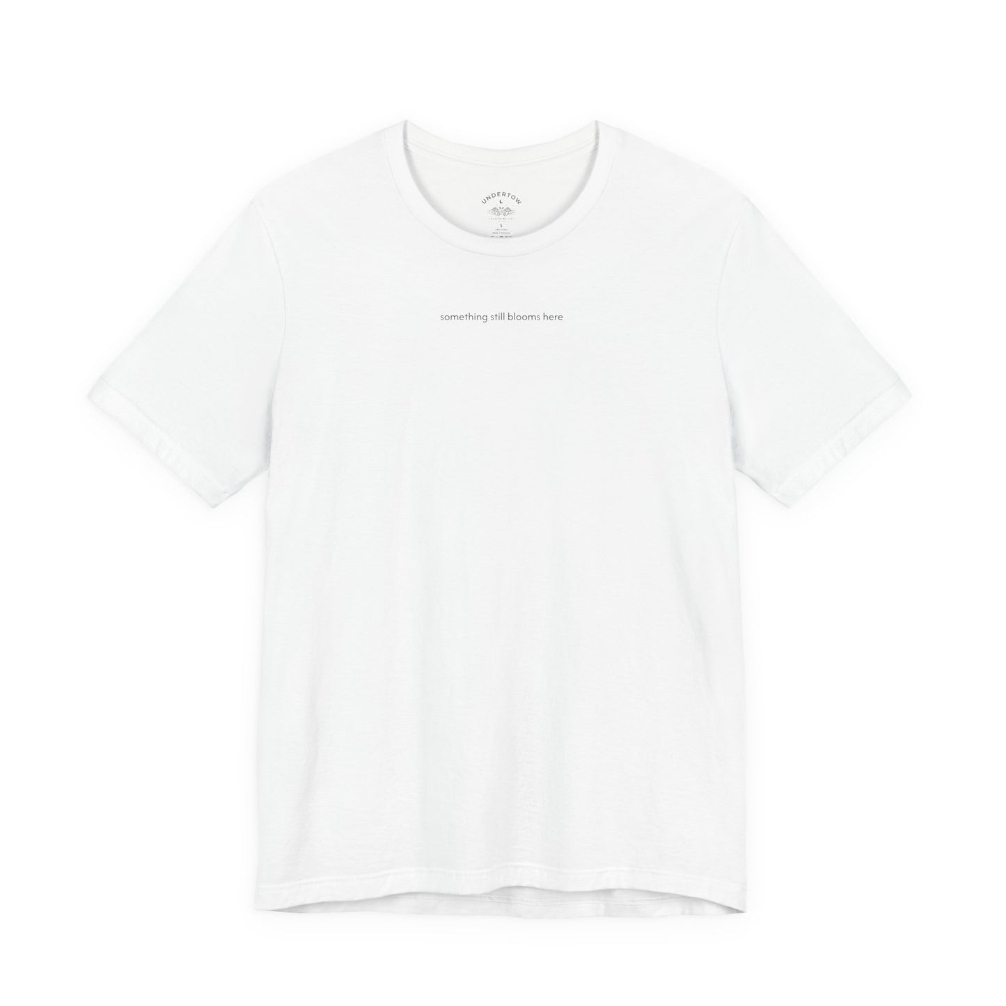 something still blooms here - whale skeleton and coral graphic t-shirt