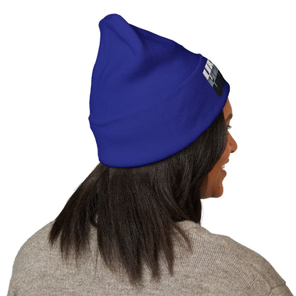 'under' bold font embroidered beanie - unisex cuffed stretch toque