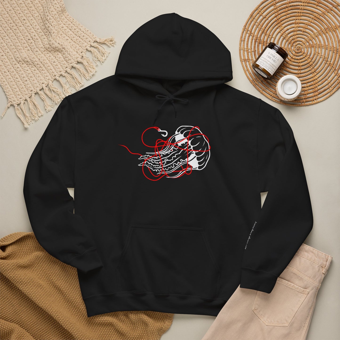 soft things snag easily - jellyfish and fishing line graphic hoodie
