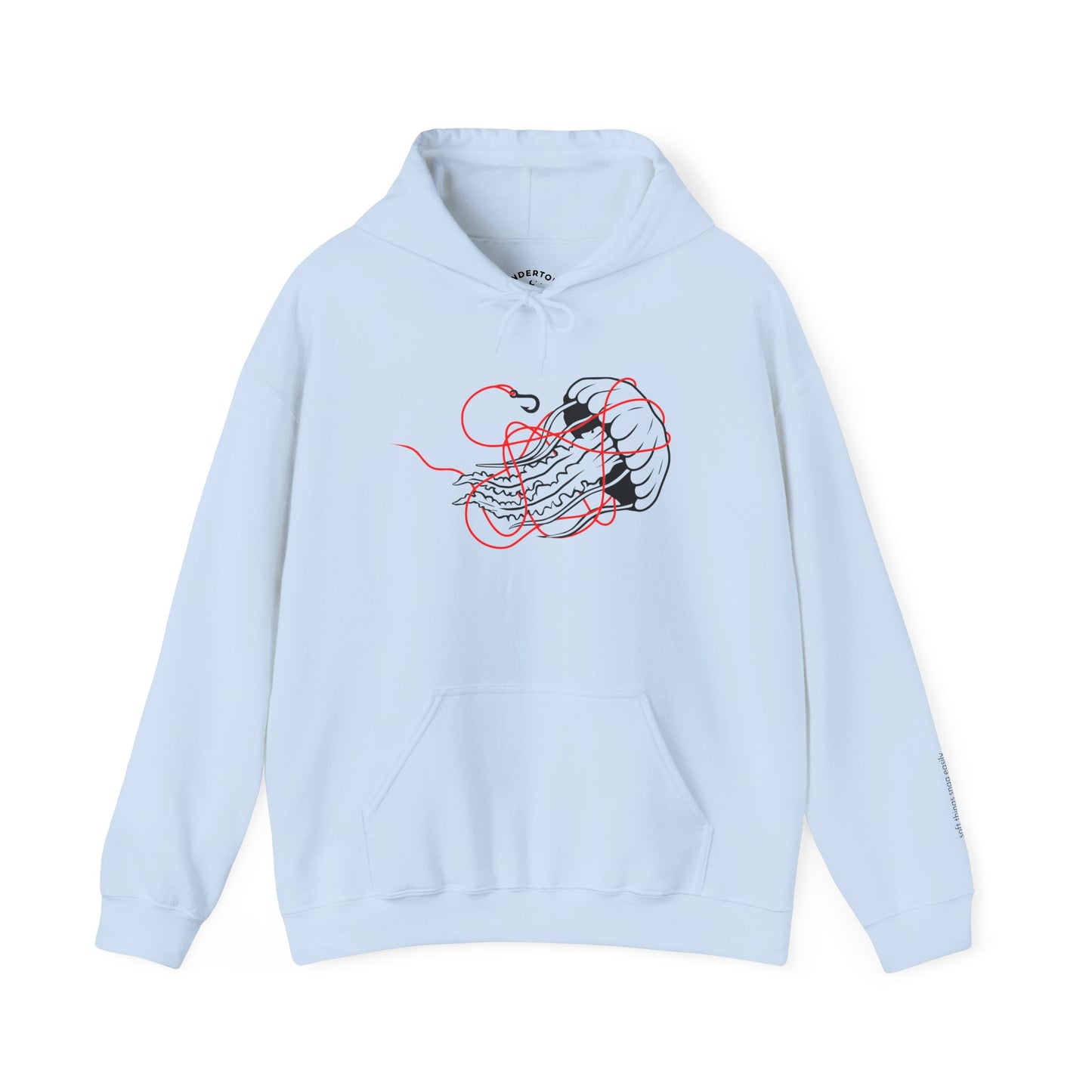 soft things snag easily - jellyfish and fishing line graphic hoodie
