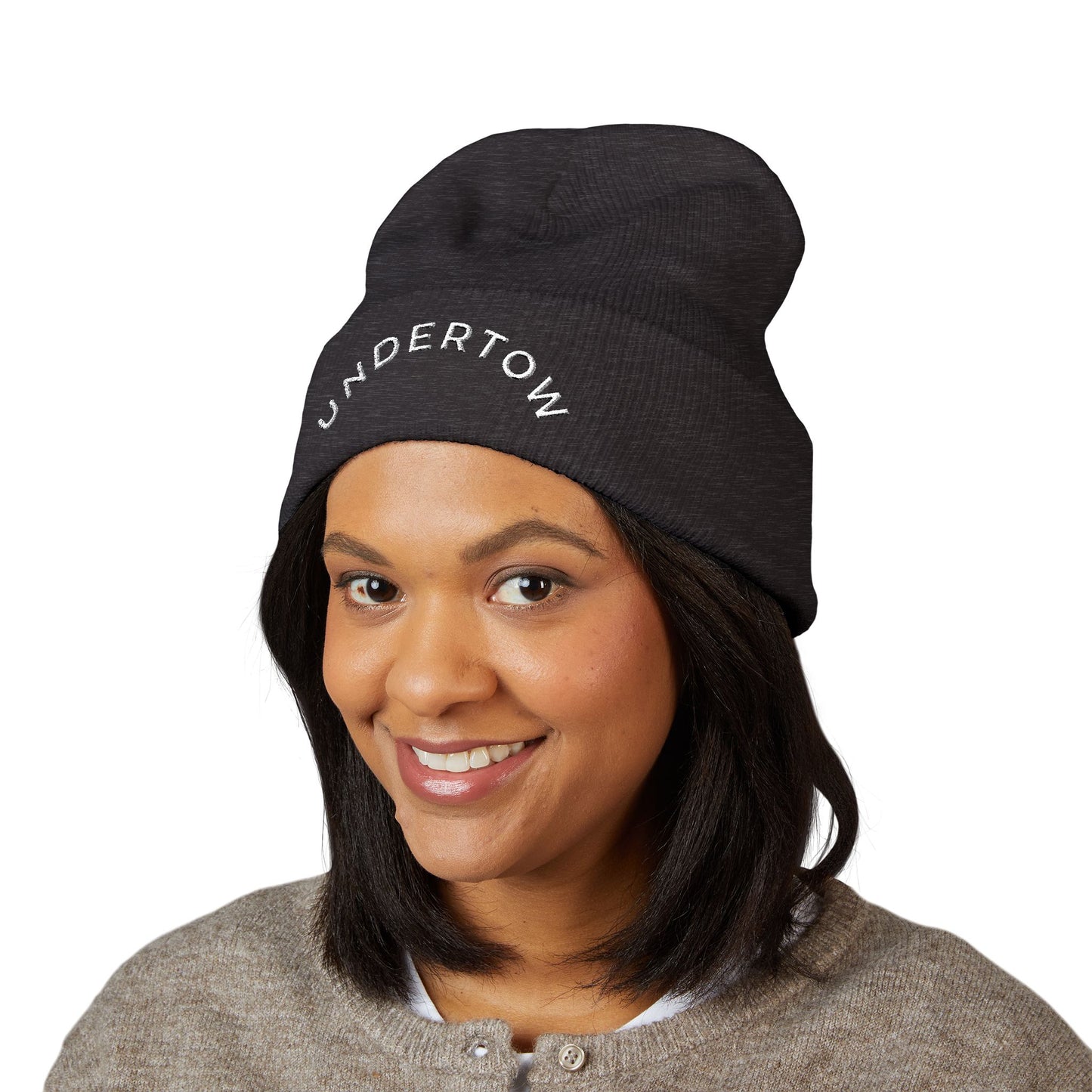 Undertow embroidered cuffed beanie (light) - unisex knit beanie