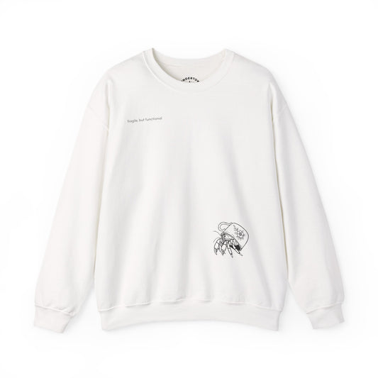 fragile, but functional - crewneck sweater with hermit crab