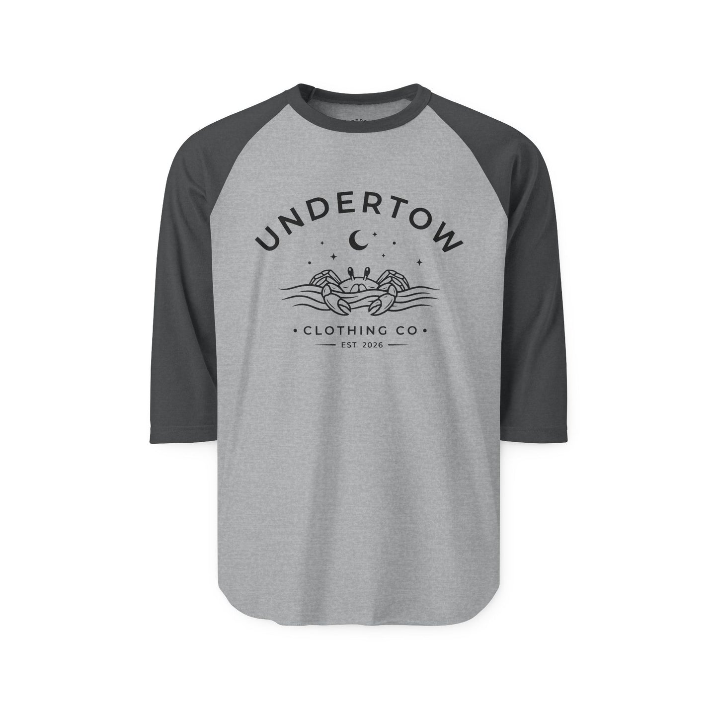 Undertow Clothing Co logo raglan tee - vintage style 3/4 sleeve tshirt
