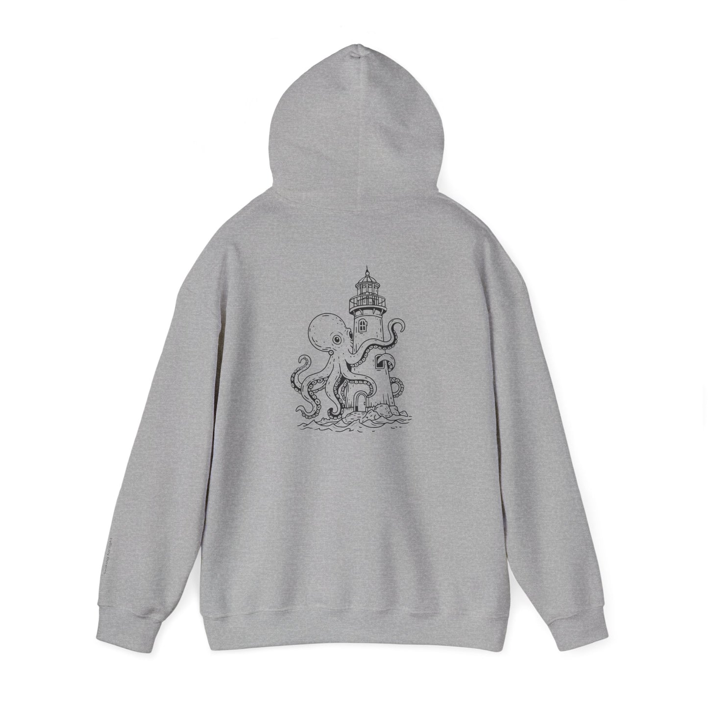 looking for light - octopus and lighthouse graphic hoodie