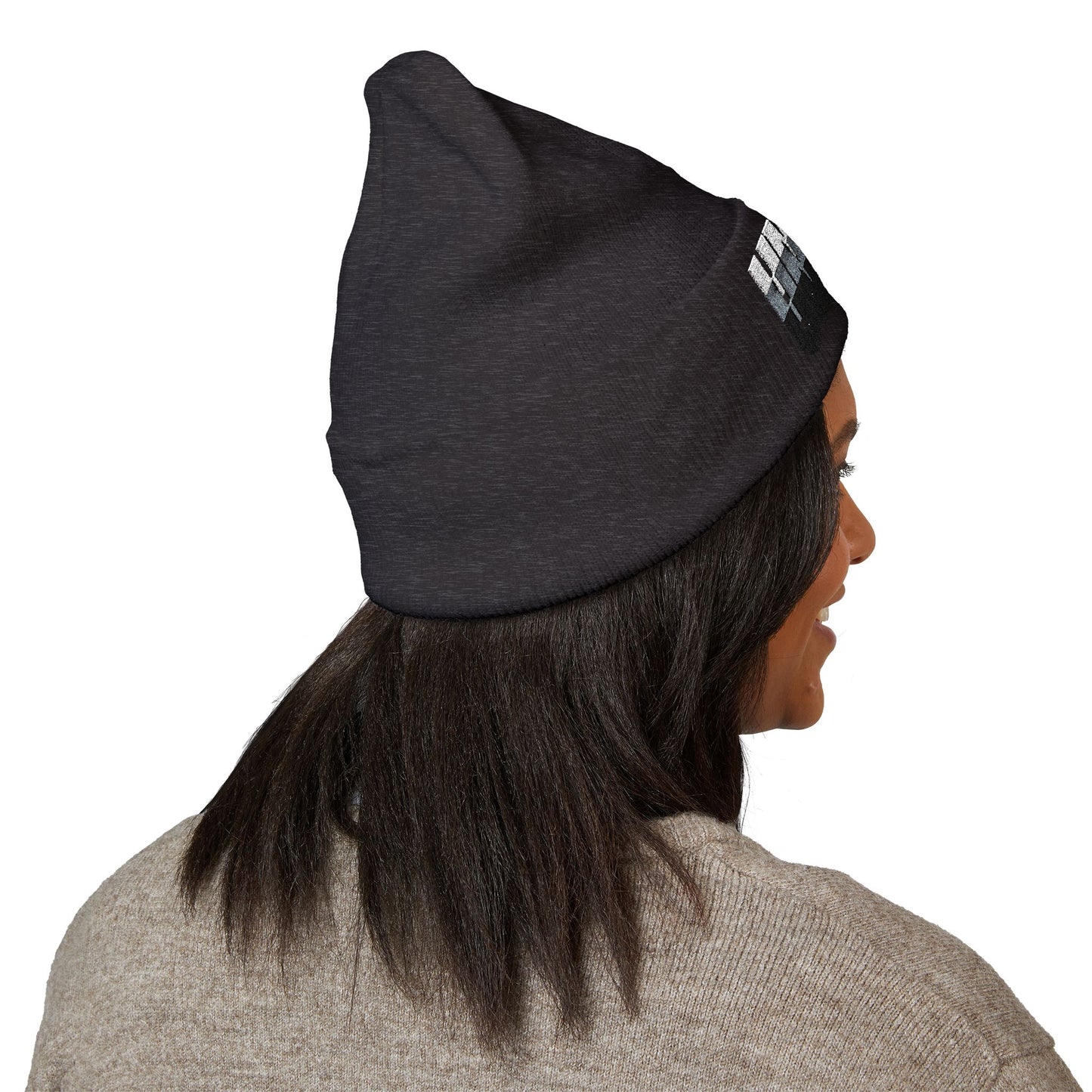 'under' bold font embroidered beanie - unisex cuffed stretch toque