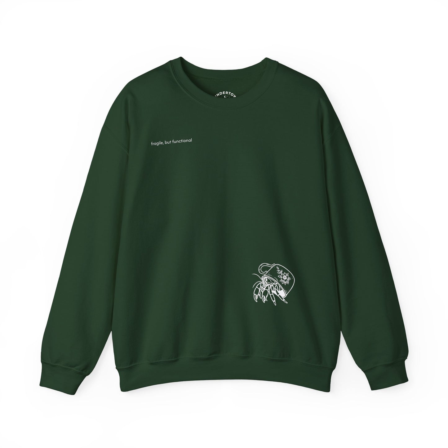 fragile, but functional - crewneck sweater with hermit crab