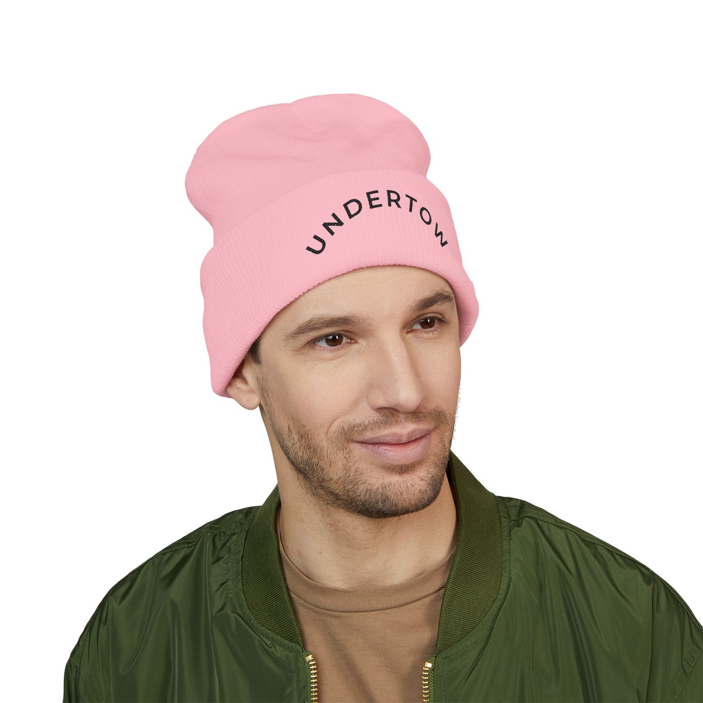 Undertow embroidered cuffed beanie (dark) - Unisex knit beanie