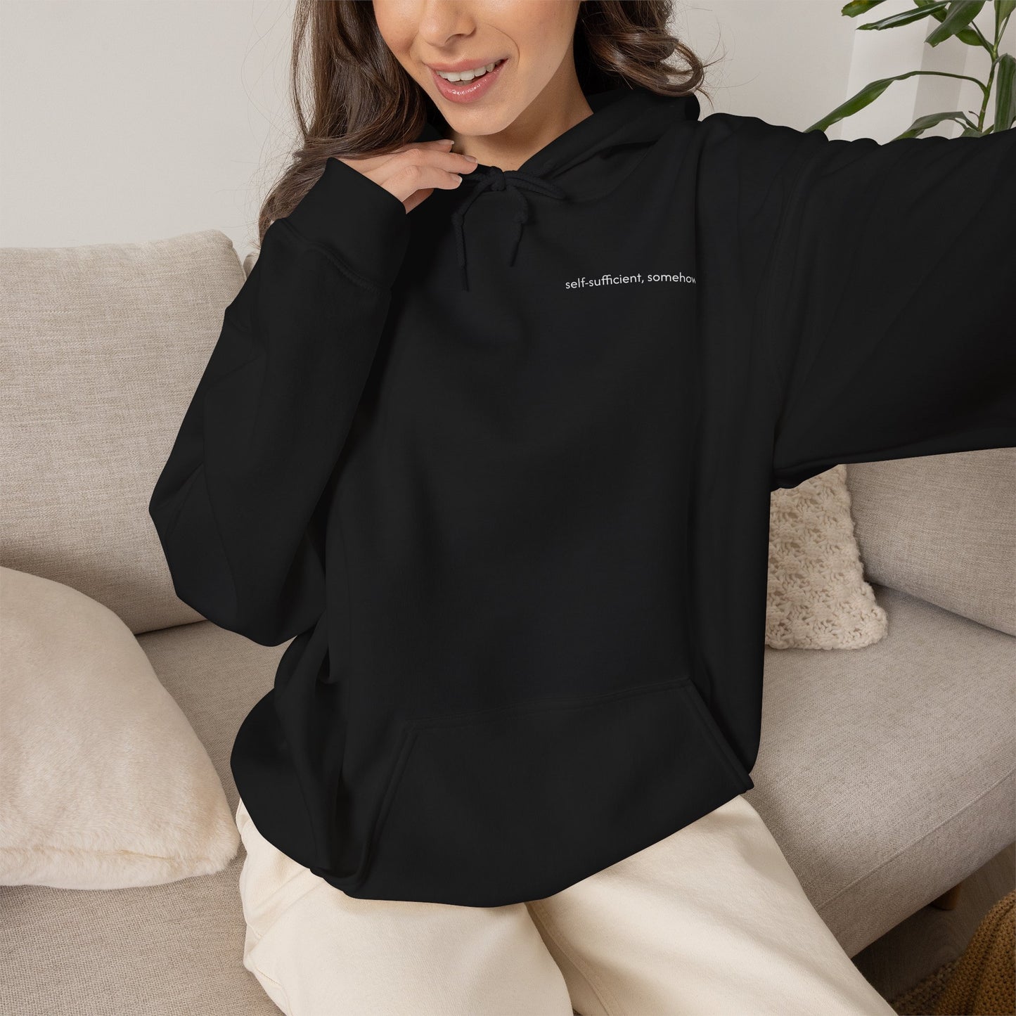self-sufficient, somehow - unisex heavyweight hoodie
