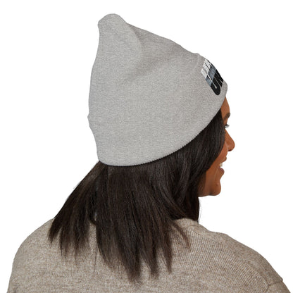 'under' bold font embroidered beanie - unisex cuffed stretch toque