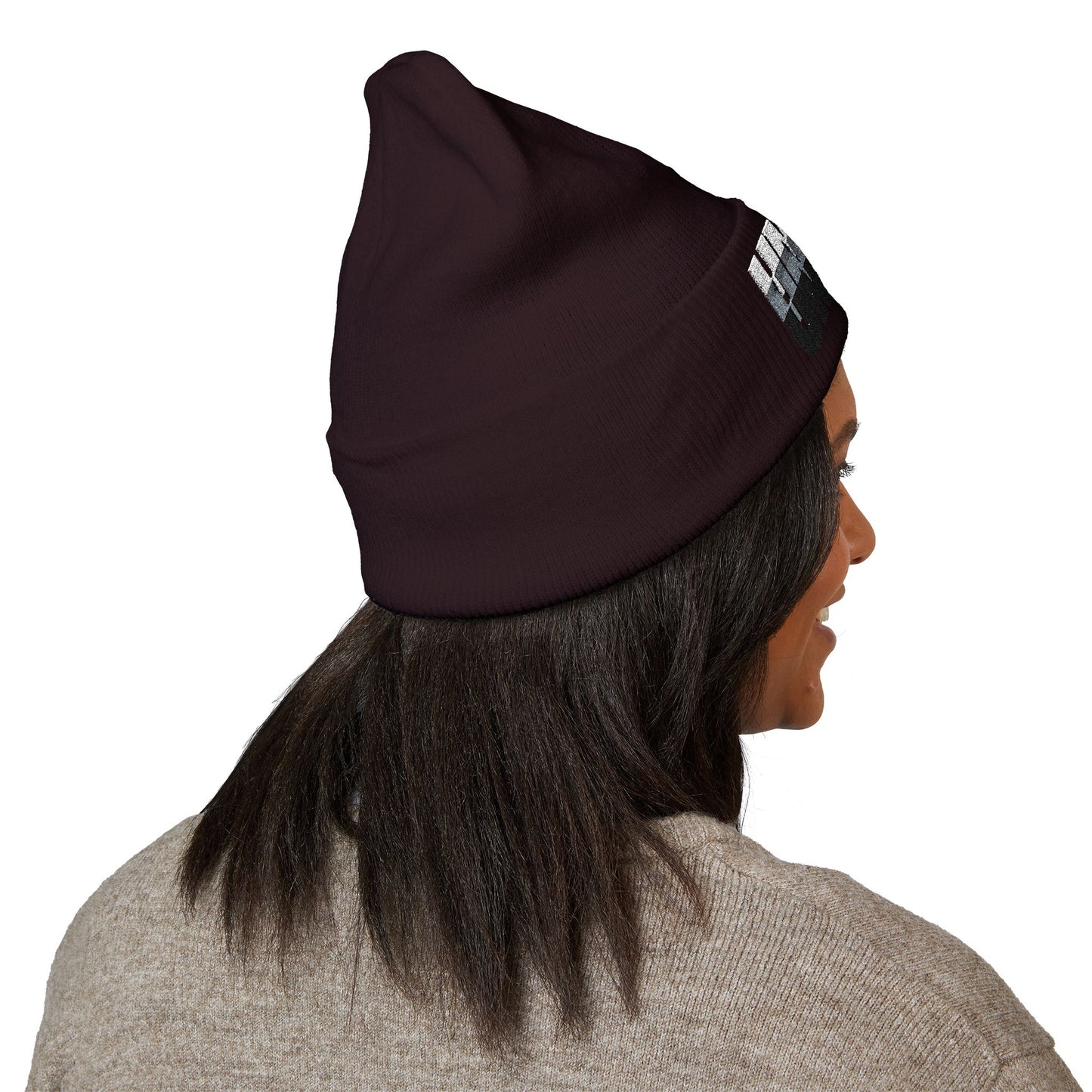 'under' bold font embroidered beanie - unisex cuffed stretch toque