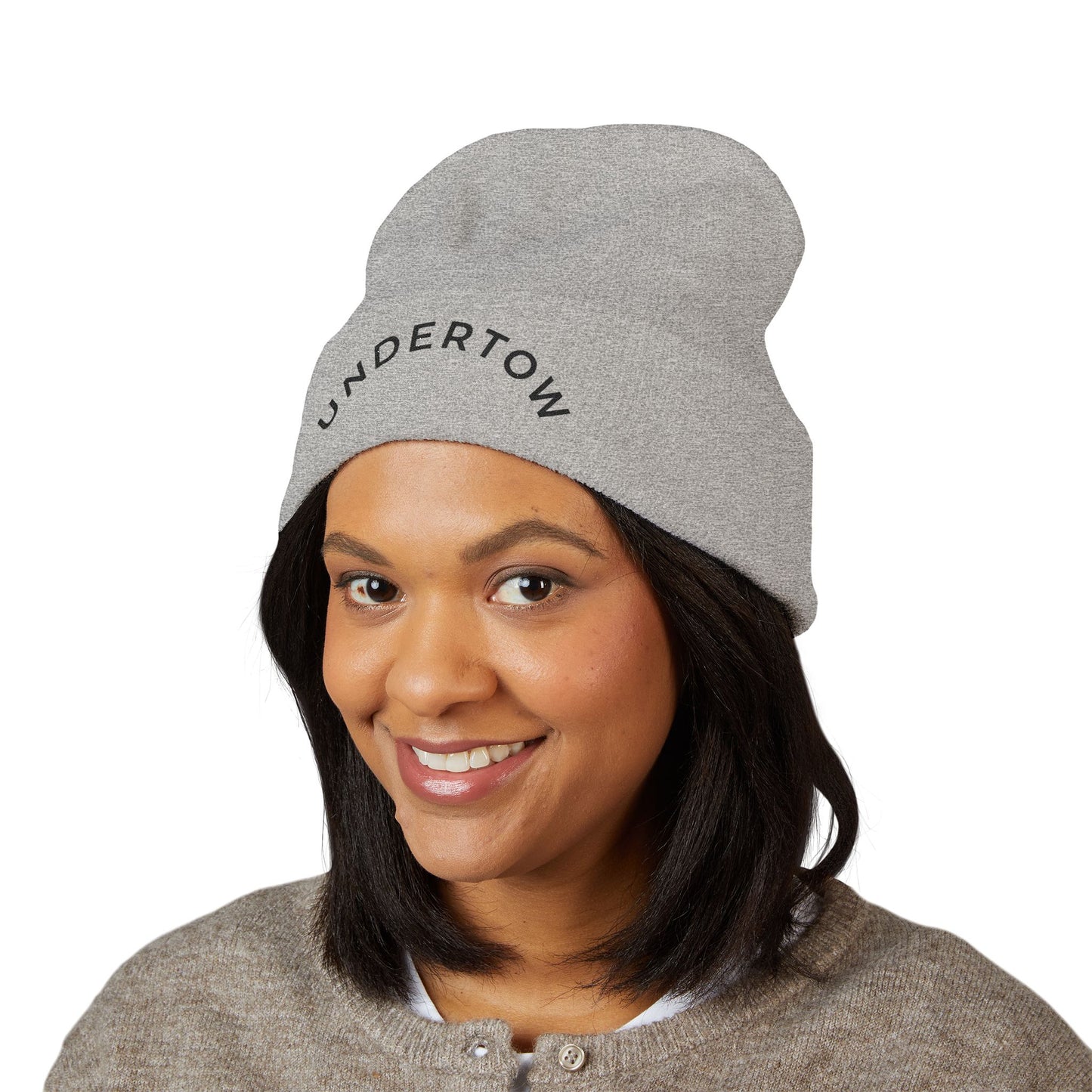 Undertow embroidered cuffed beanie (dark) - Unisex knit beanie
