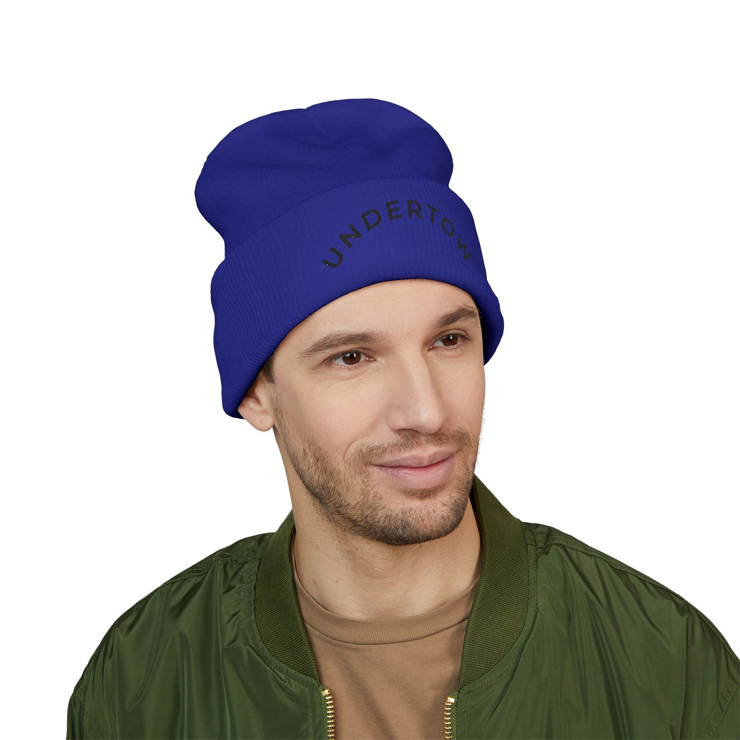 Undertow embroidered cuffed beanie (dark) - Unisex knit beanie
