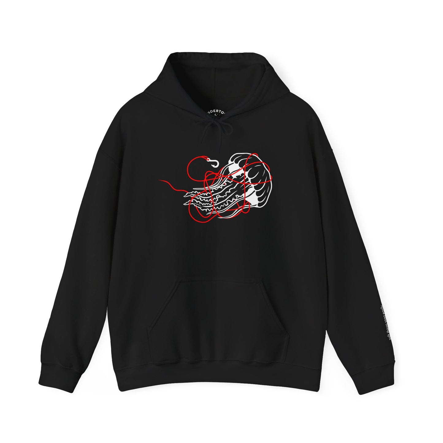 soft things snag easily - jellyfish and fishing line graphic hoodie