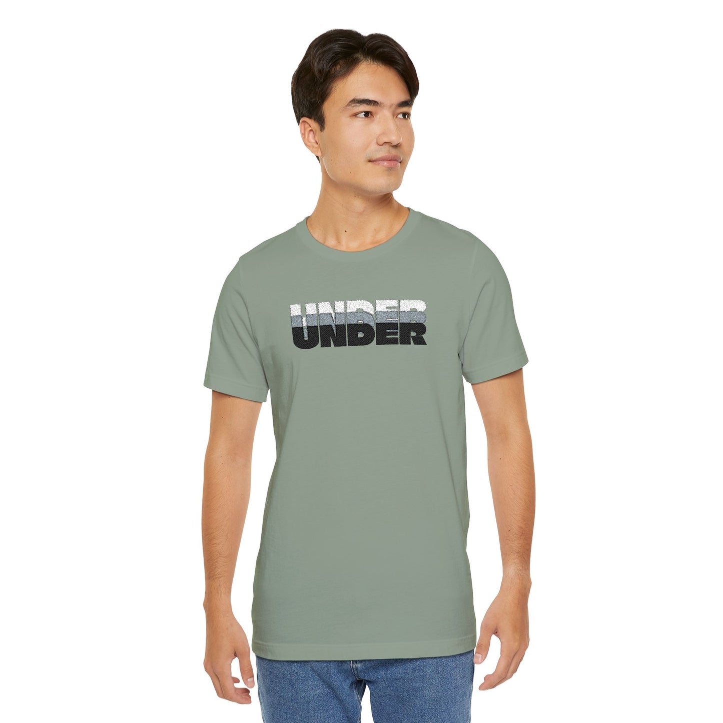 'UNDER' embroidered slogan tee - unisex vintage-style soft tshirt