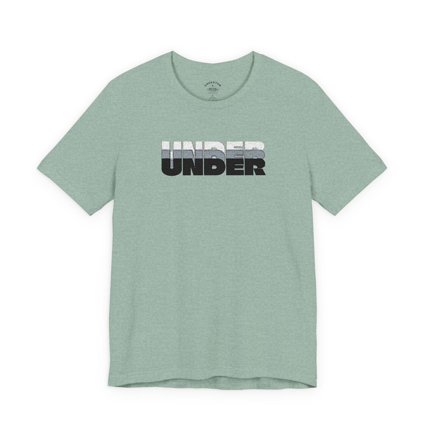 'UNDER' embroidered slogan tee - unisex vintage-style soft tshirt