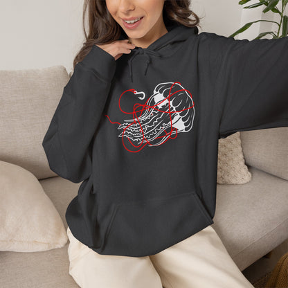 soft things snag easily - jellyfish and fishing line graphic hoodie