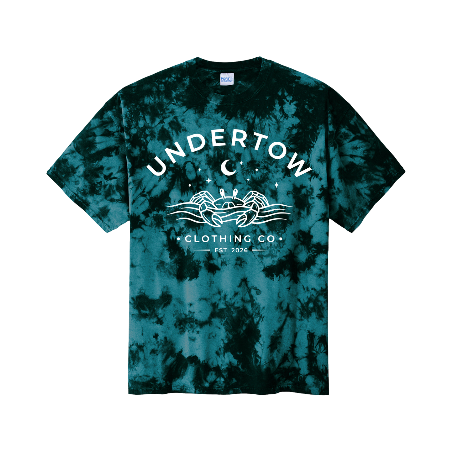 Undertow Clothing Co. premium tie-dye logo tee - unisex logo tie dye tshirt