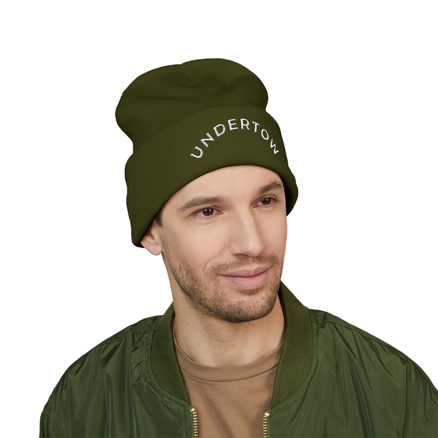 Undertow embroidered cuffed beanie (light) - unisex knit beanie