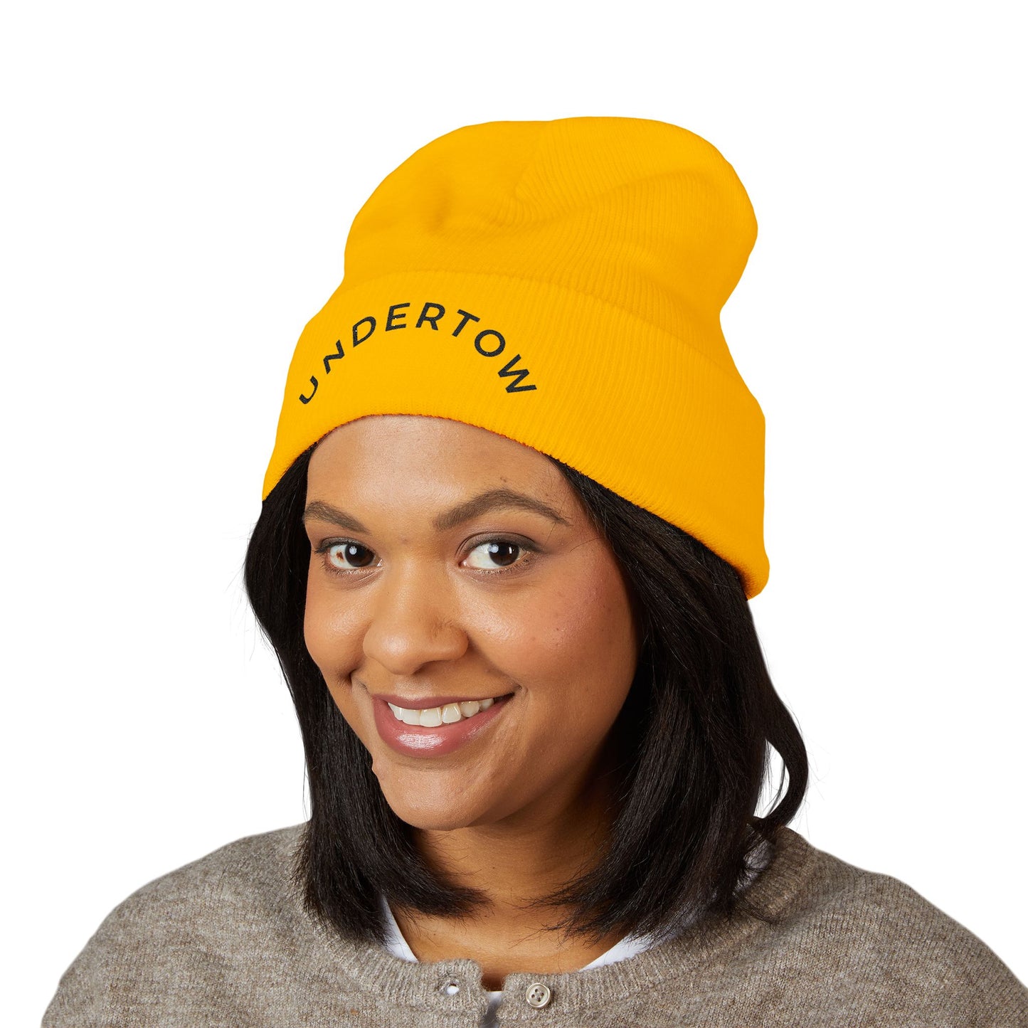 Undertow embroidered cuffed beanie (dark) - Unisex knit beanie