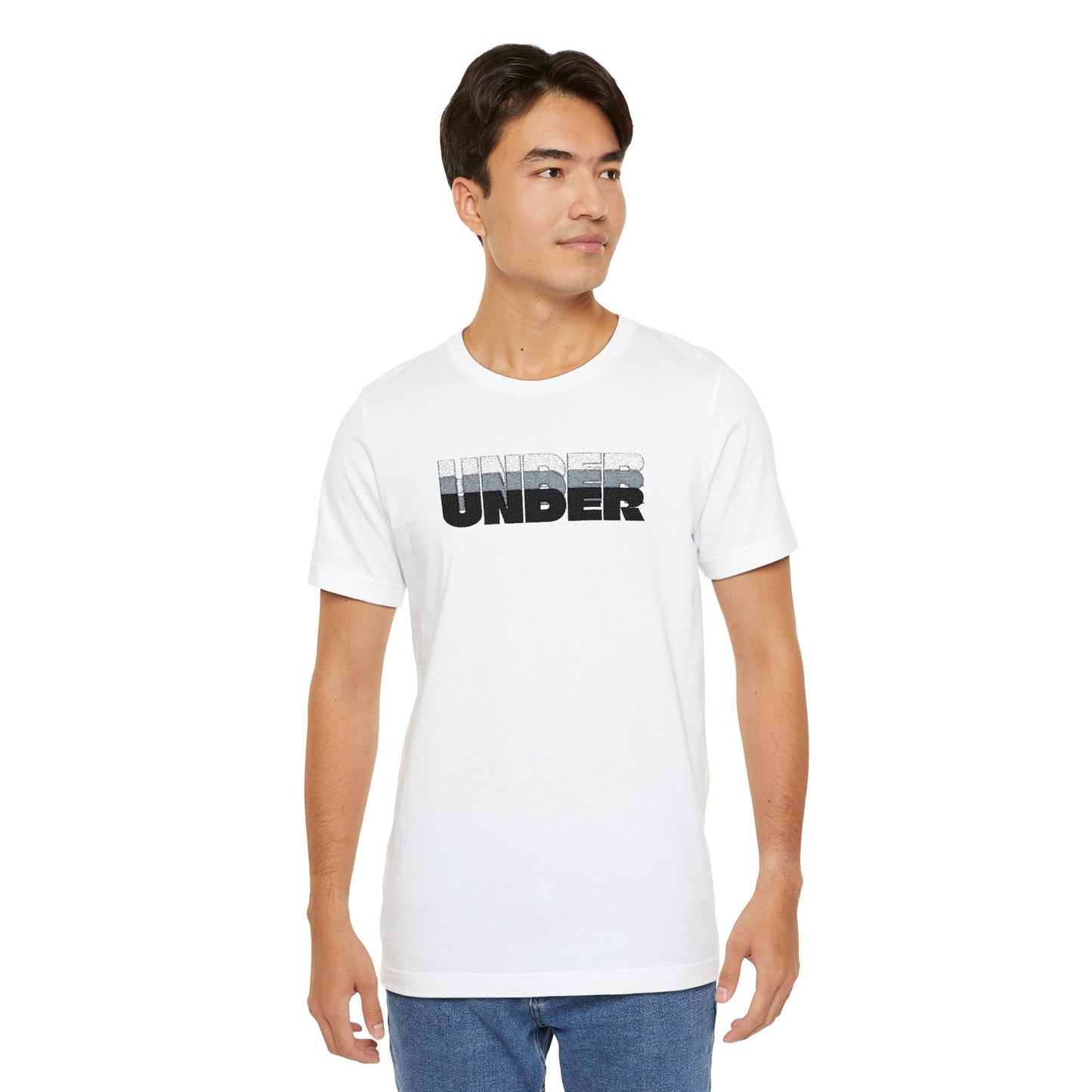 'UNDER' embroidered slogan tee - unisex vintage-style soft tshirt