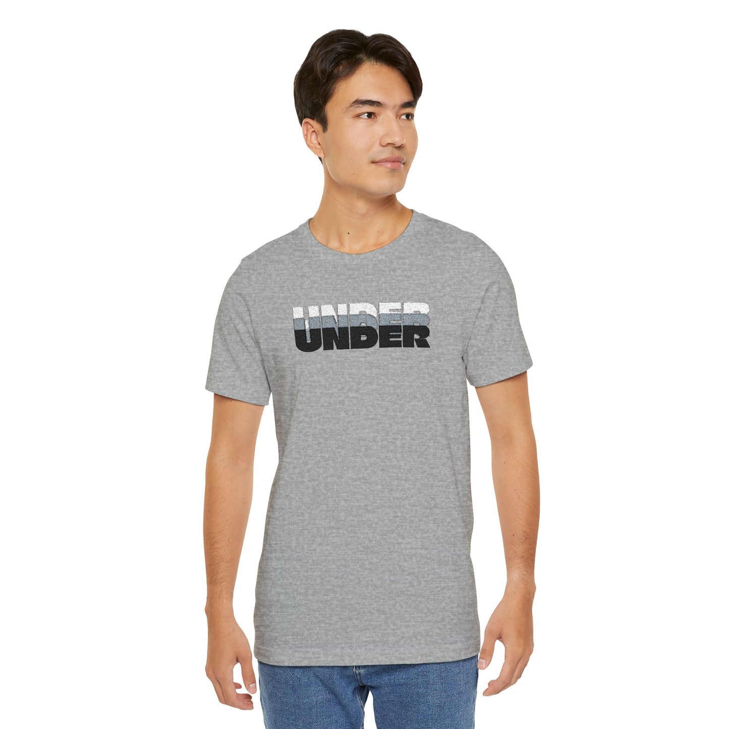 'UNDER' embroidered slogan tee - unisex vintage-style soft tshirt