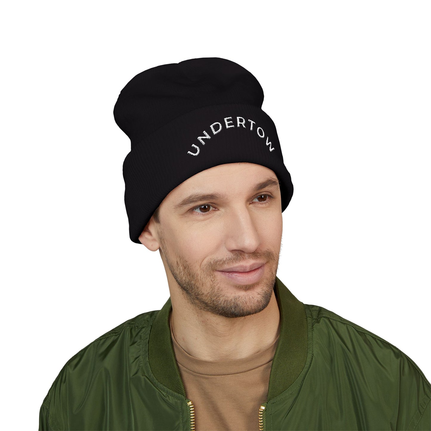 Undertow embroidered cuffed beanie (light) - unisex knit beanie