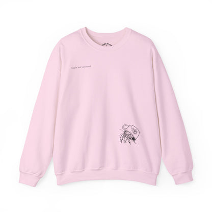fragile, but functional - crewneck sweater with hermit crab