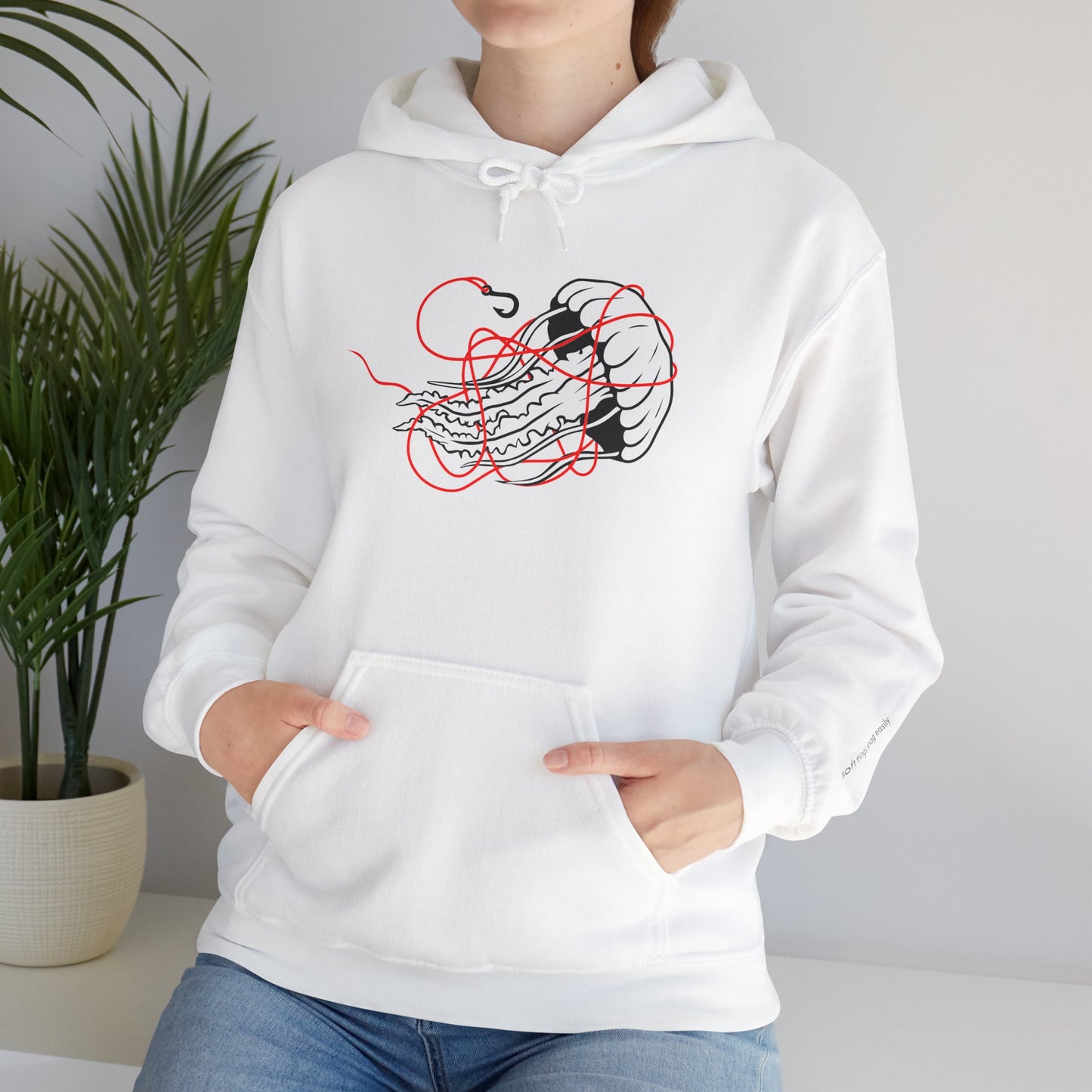 soft things snag easily - jellyfish and fishing line graphic hoodie