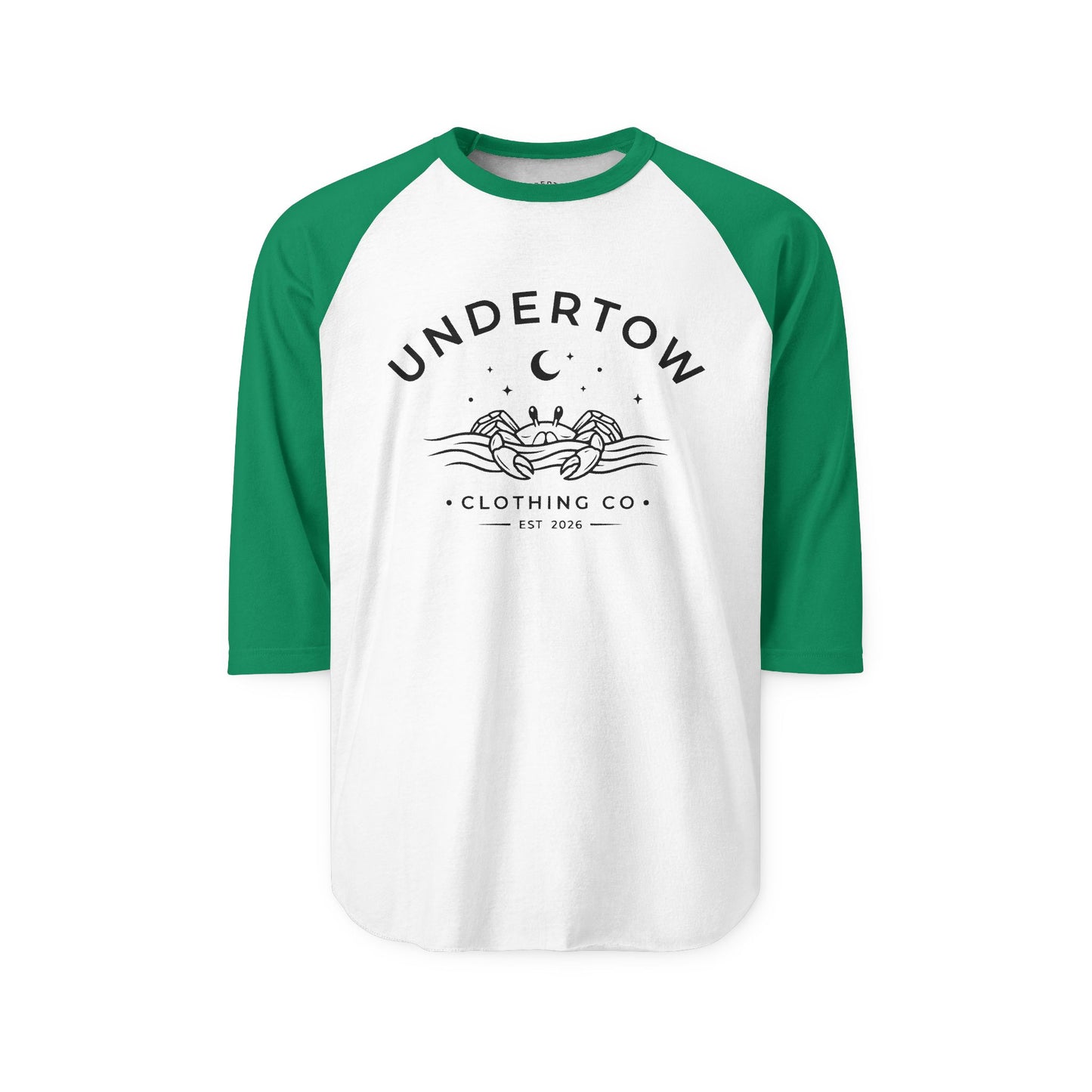 Undertow Clothing Co logo raglan tee - vintage style 3/4 sleeve tshirt