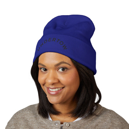 Undertow embroidered cuffed beanie (dark) - Unisex knit beanie