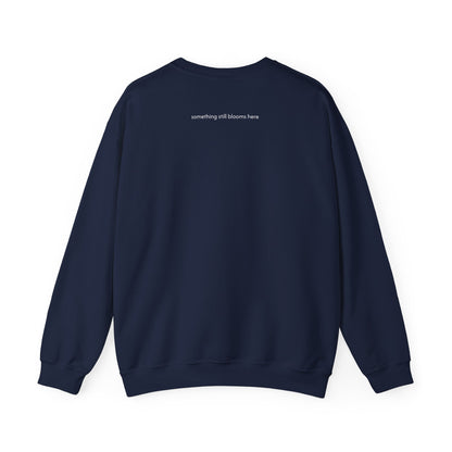 something still blooms here - whale skeleton and coral crewneck sweater