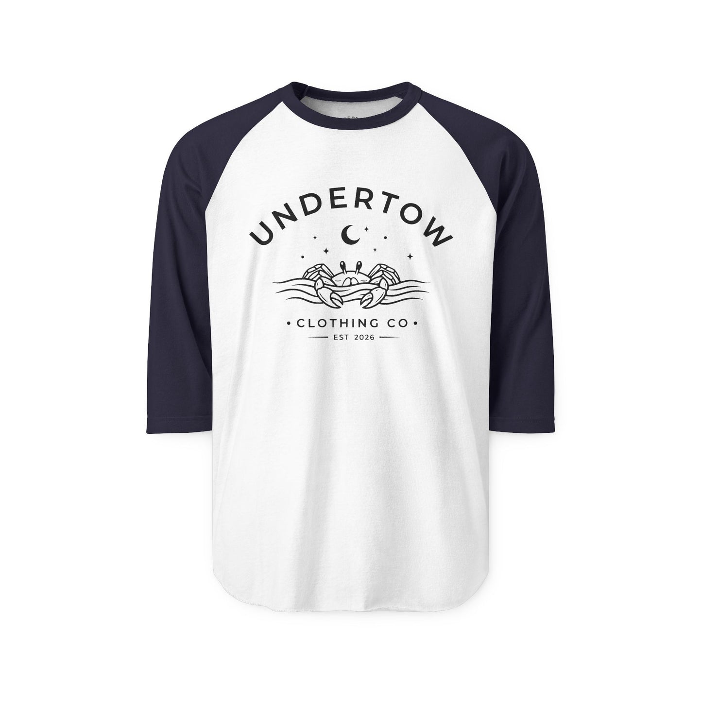 Undertow Clothing Co logo raglan tee - vintage style 3/4 sleeve tshirt