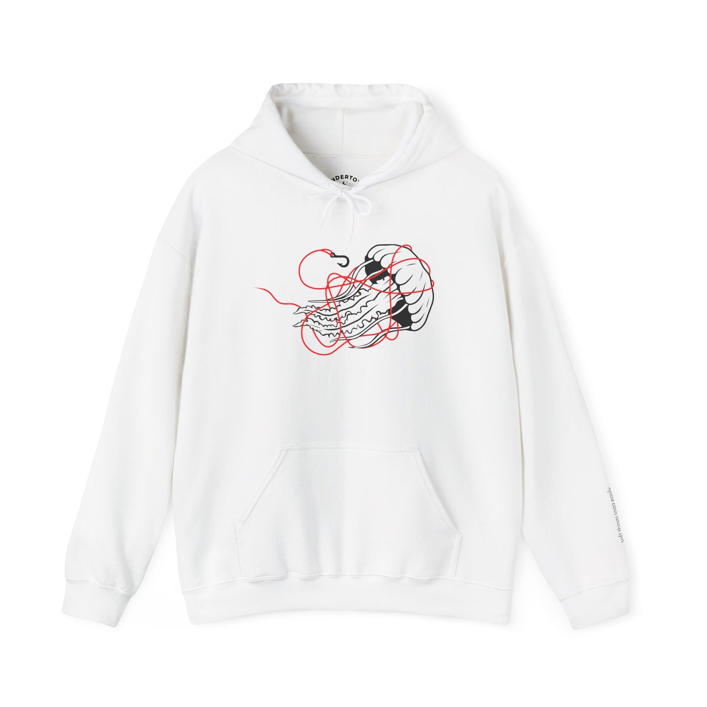 soft things snag easily - jellyfish and fishing line graphic hoodie